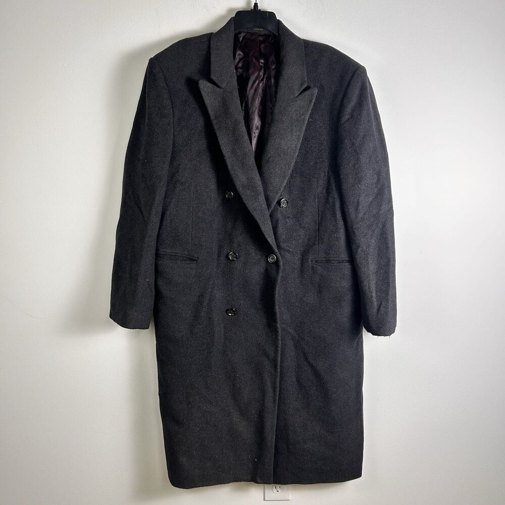 Mens Overcoat Cashmere Blend Blk 44R Single Breasted Vintage Mark Alexander